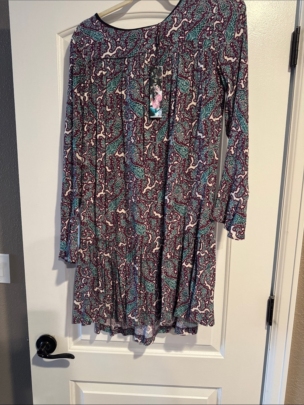 Closet Teal & Burgundy Paisley Casual Shift Dress